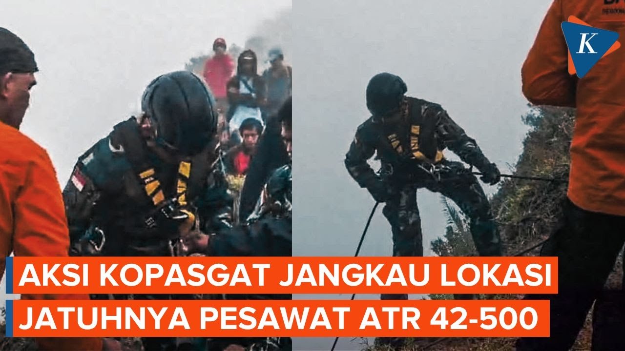 Update Pencarian Pesawat ATR 42-500, Prajurit Kopasgat Rappelling Turuni Tebing Gunung Bulusaraung