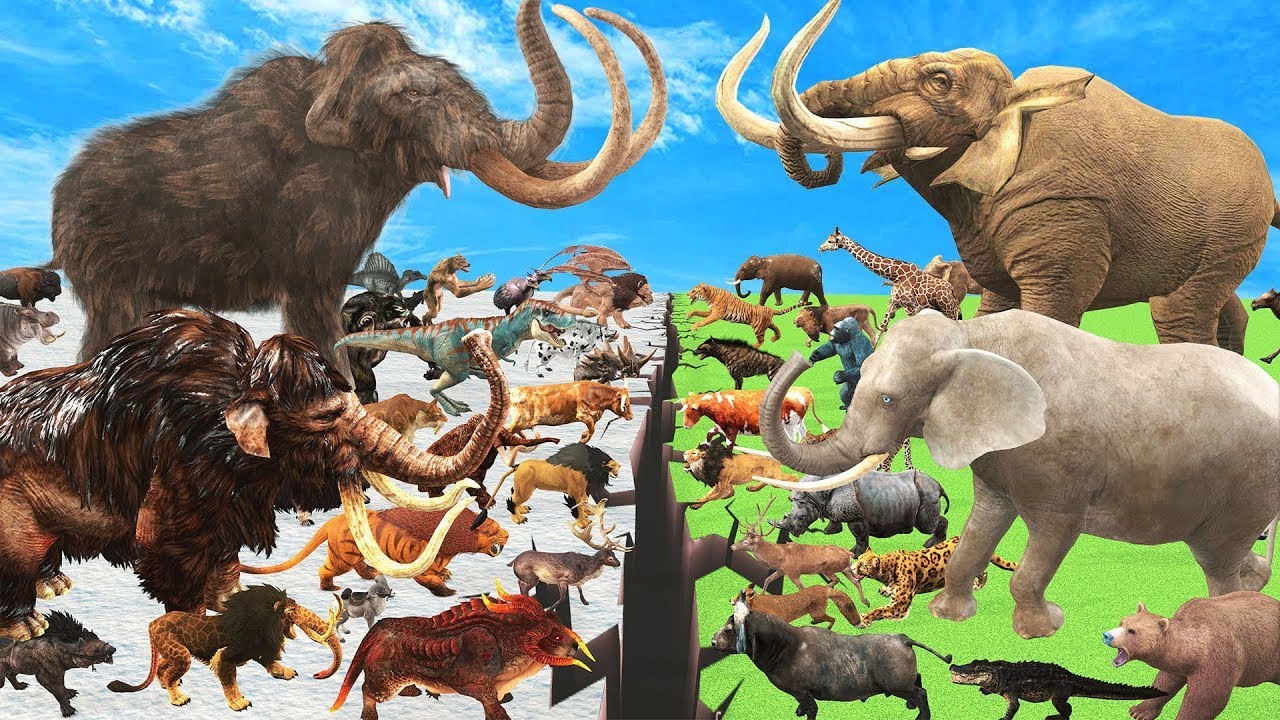 Prehistoric Mammoth Mammals vs Mastodon Elephant Comparison Epic Battle Animal Revolt Battle Simulat