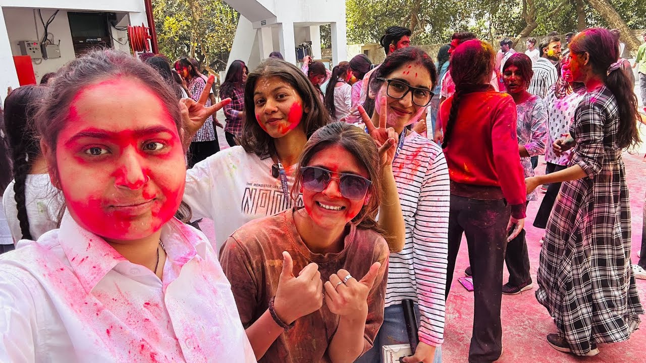 Holi celebration in college 😁#holi #trending #vlog 