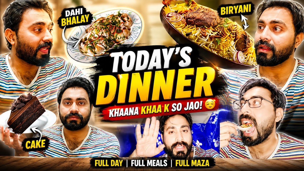 Dinner ma khaye rice and black chanay | Mazy k dahi bhalay | Or end par Cake