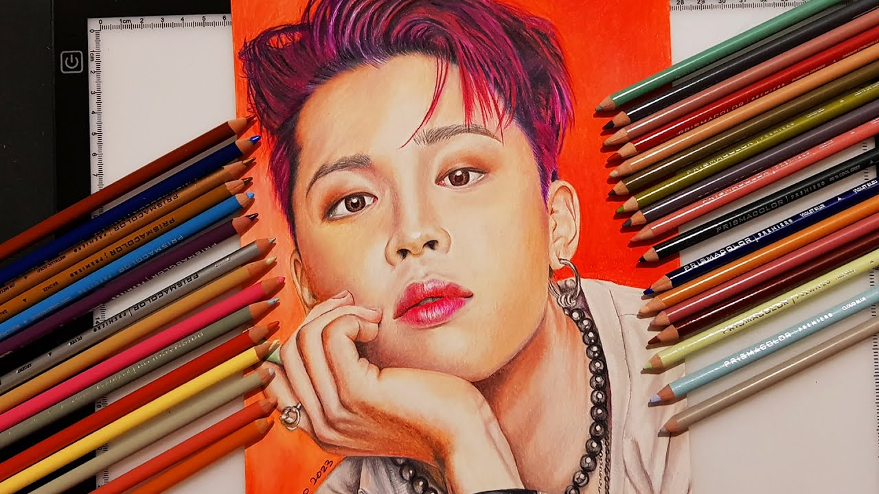 PHOTO-REALISTIC DRAWING OF JIMIN FROM BTS! Colored Pencil Drawing - How To Draw Portraits - Art