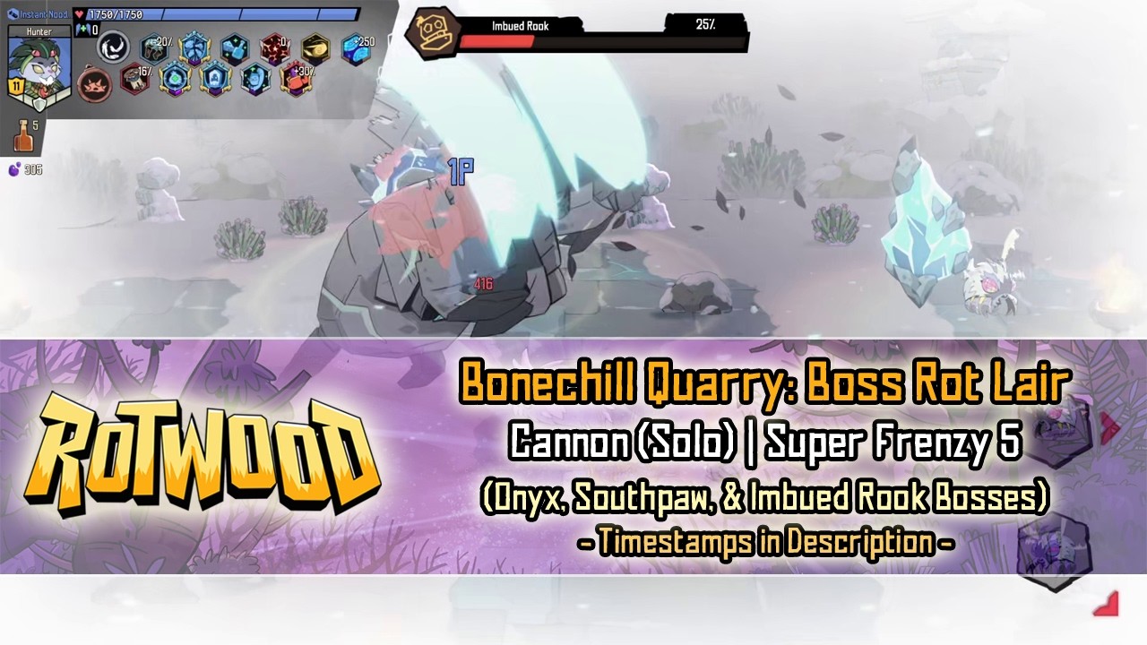 Rotwood - Bonechill Quarry: Boss Rot Lair [Cannon SF5] Solo Run (Onyx, Southpaw, & Imbued Rook)