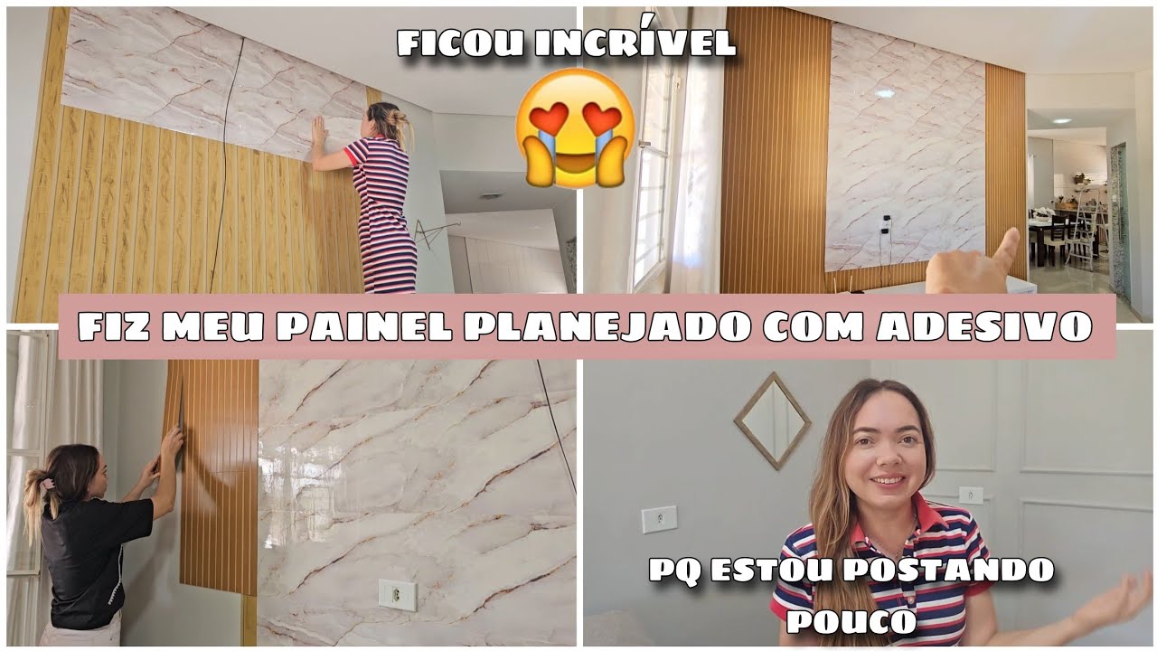 FIZ O MEU PAINEL TIPO PROJETADO COM ADESIVO 😍 E FICOU INCRÍVEL 
