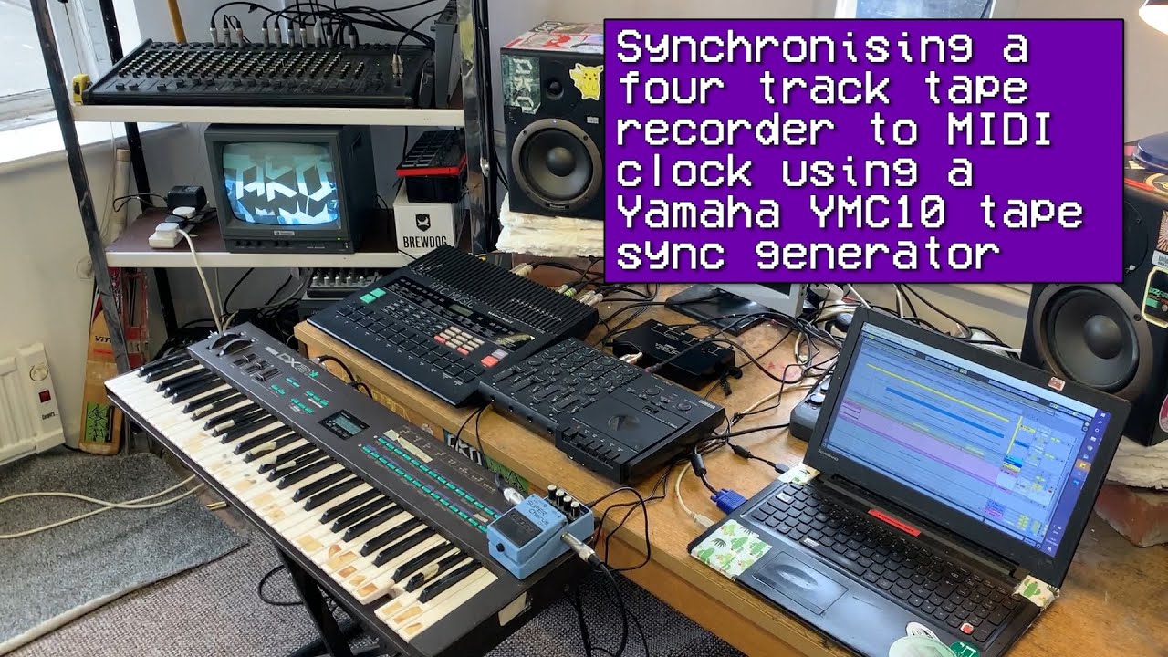 Synchronising four track tape recorder to MIDI clock w/ Yamaha YMC10 Midi Converter & MT-50 recorder