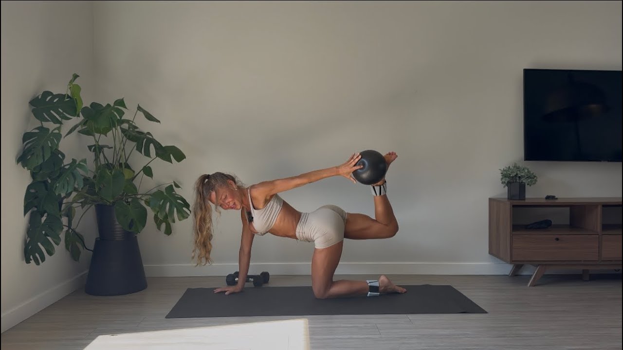 FULL BODY PILATES | 43 Min Sculpt with Pilates Ball + Ankle Weights + Dumbbells