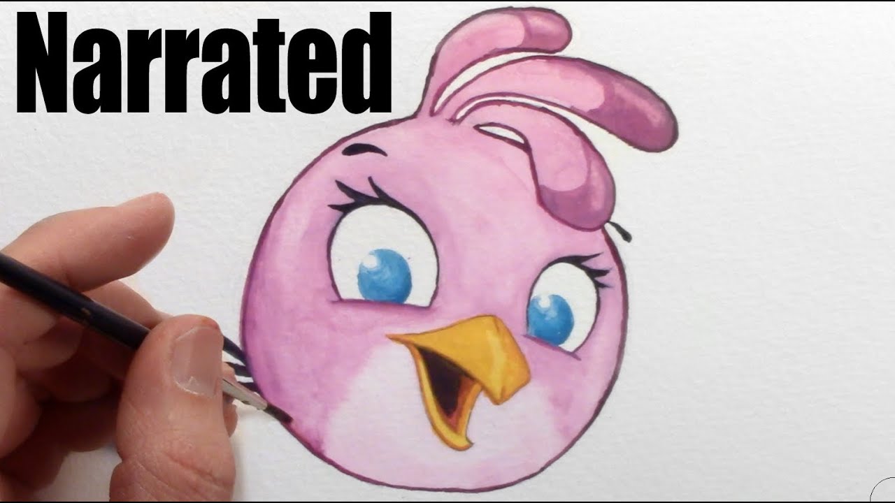 How to Draw Stella Angry Birds - Watercolor Gouache