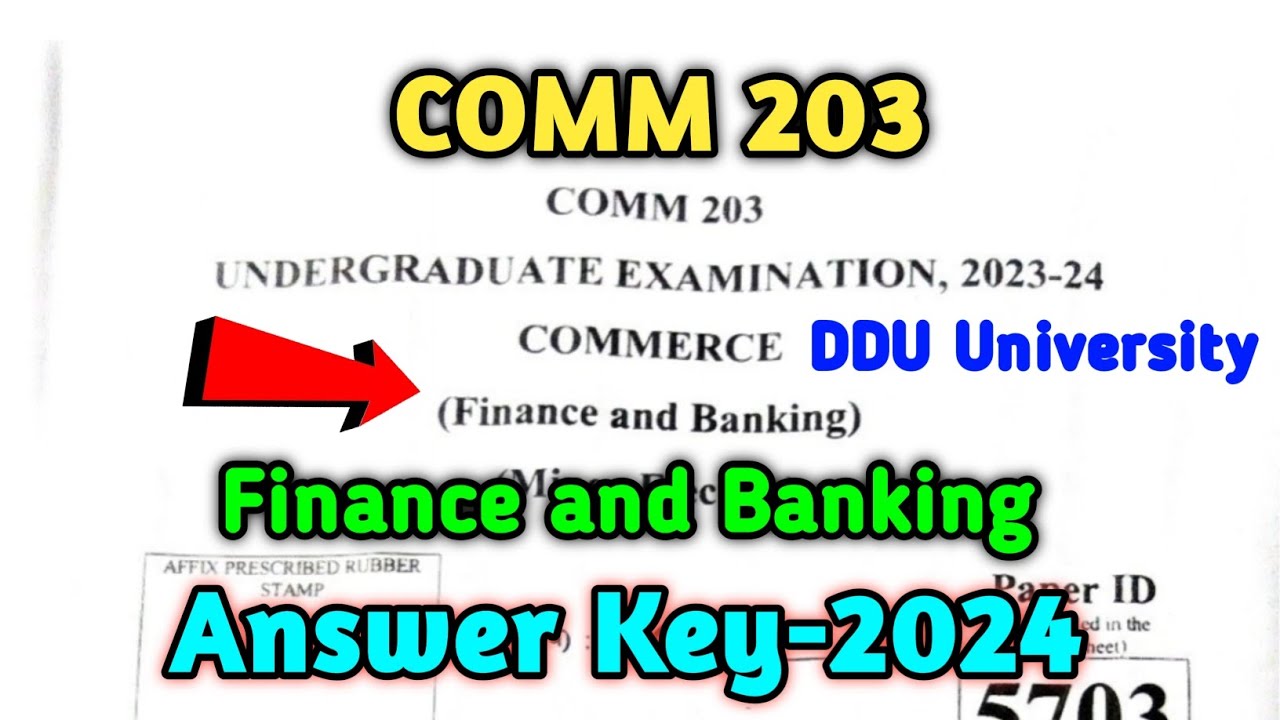 COMM 203 Answer Key-2024 | COMM 203 Finance and Banking DDU Answer Key | COMM 203 Answer Key DDU