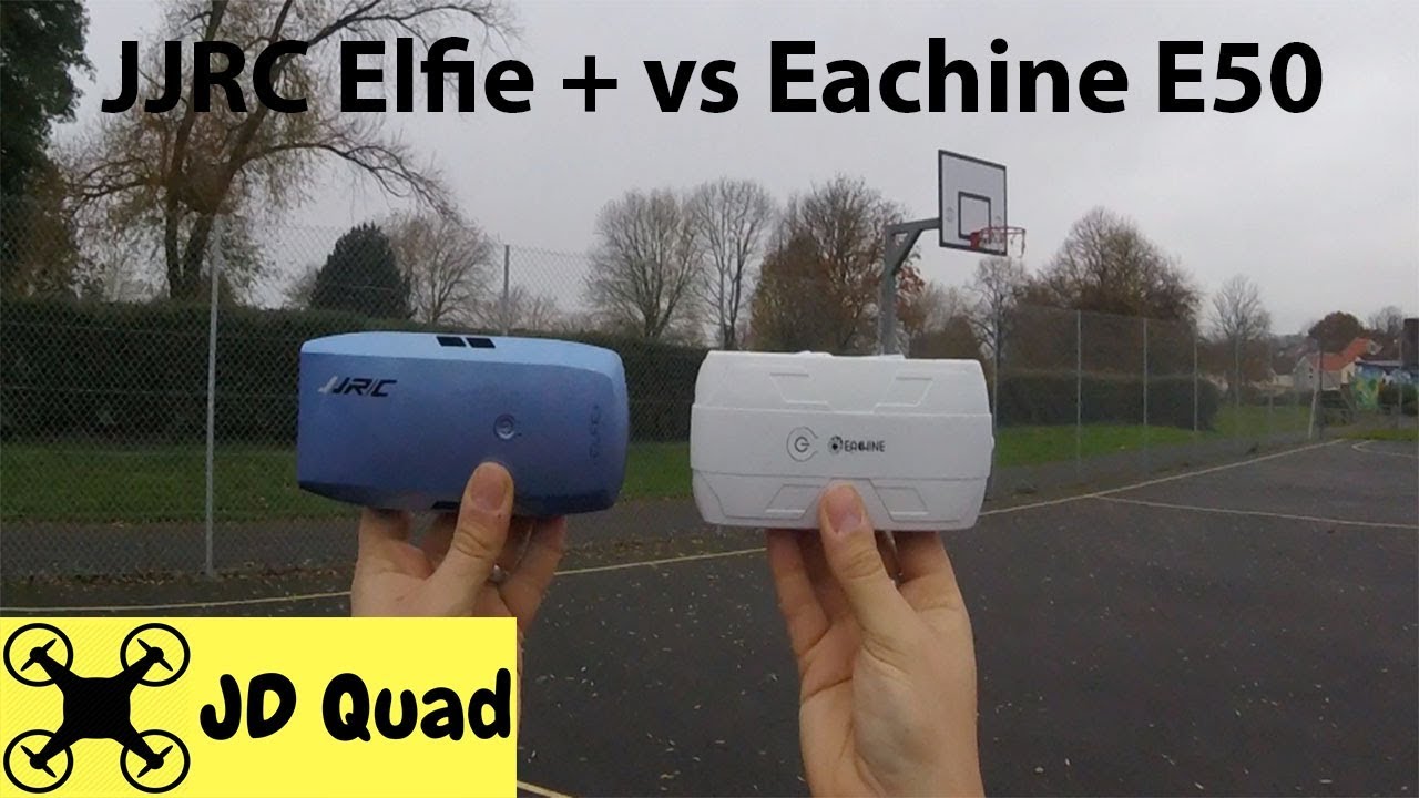 JJRC Elfie + vs Eachine E50 Quadcopter Drone Flight Video