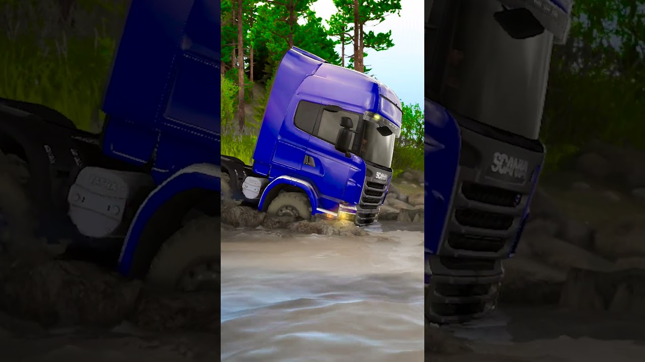 Off-road: Sania truck with trailer in mud! Simulator games. Do not repeat! SpinTires #3