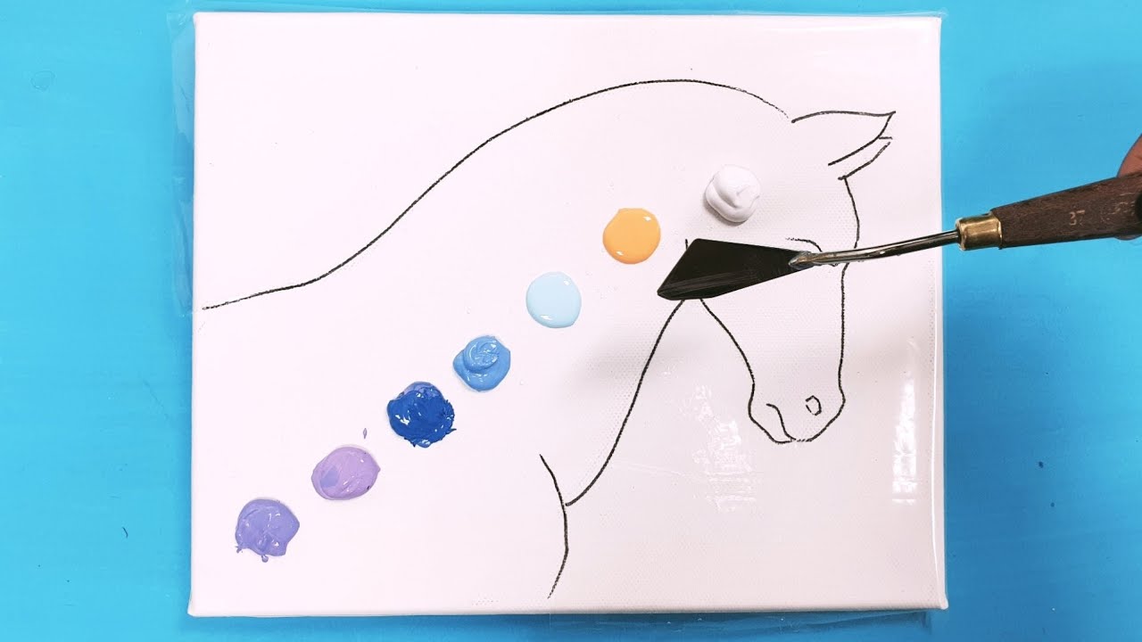 Daily Relaxing Art #06/Horse with clouds/Acrylic/Horse painting for Beginners/Satisfying /Landscapes