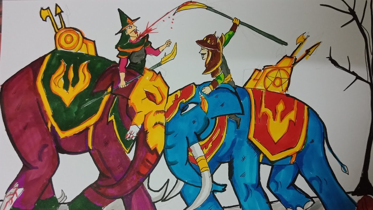 วาดรูปก้านกล้วยกับพระองค์ดำ ชนะ งวงแดงกับพระมหาอุปราชา
