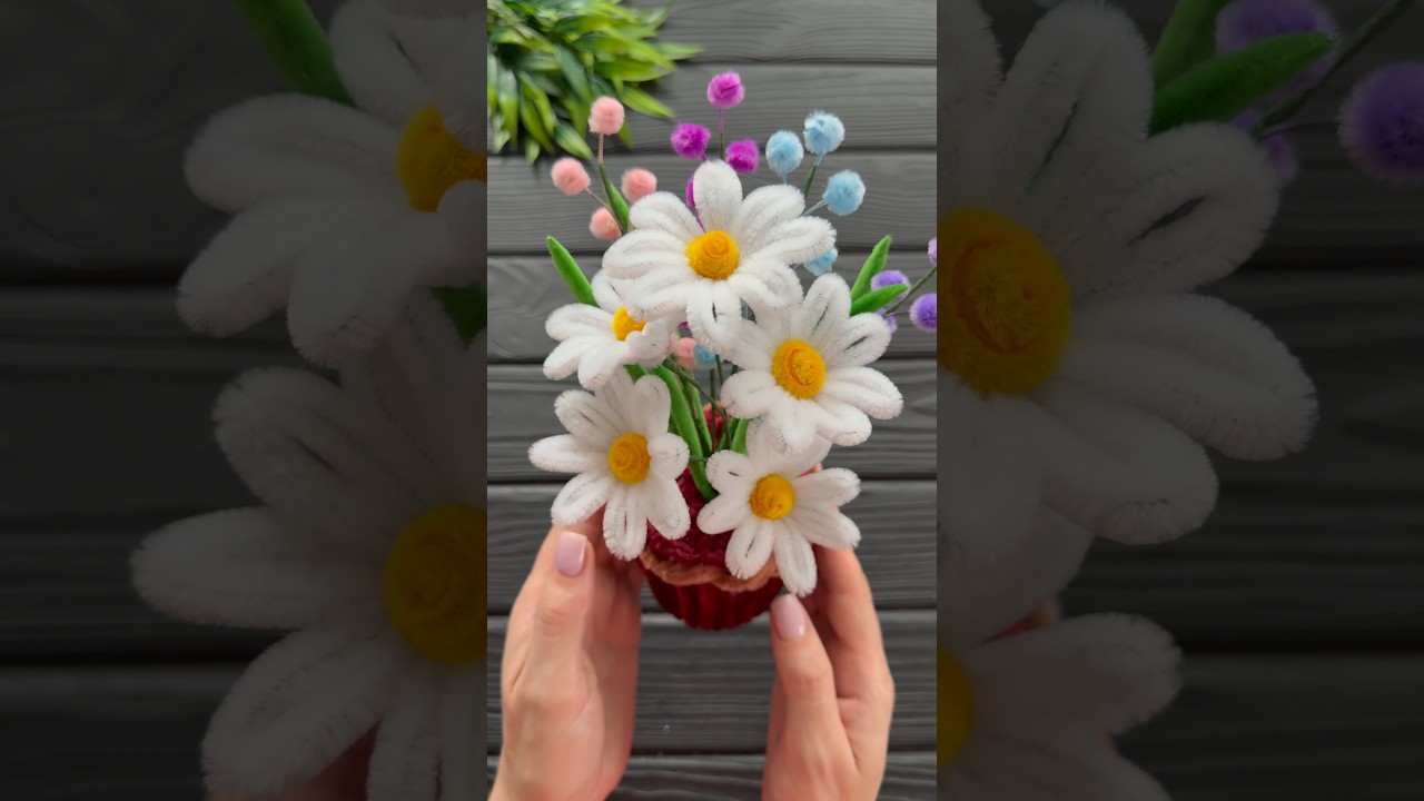 How to Make Easy Flower basket from Chenille Wire DIY Pipe Cleaner Crafts
