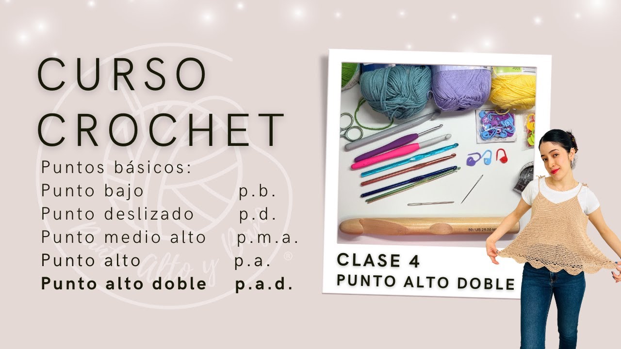 CURSO CROCHET CLASE 4 PUNTO ALTO DOBLE