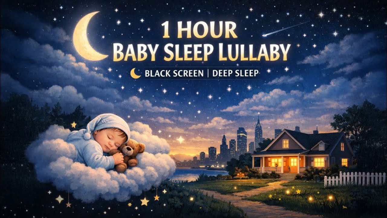 1 Hour Baby Sleep Lullaby 🌙 Black Screen | Deep Sleep Music for Babies