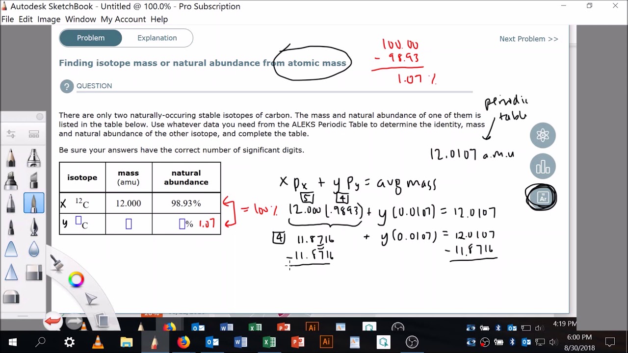 Finding isotope mass or natural abundance from atomic mass