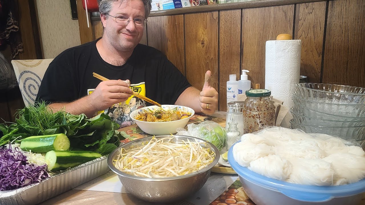 Khmer Food |  Delicious Homemade Khmer Noodles With Homegrown Vegetables Garden | Khmer USA  Vlog