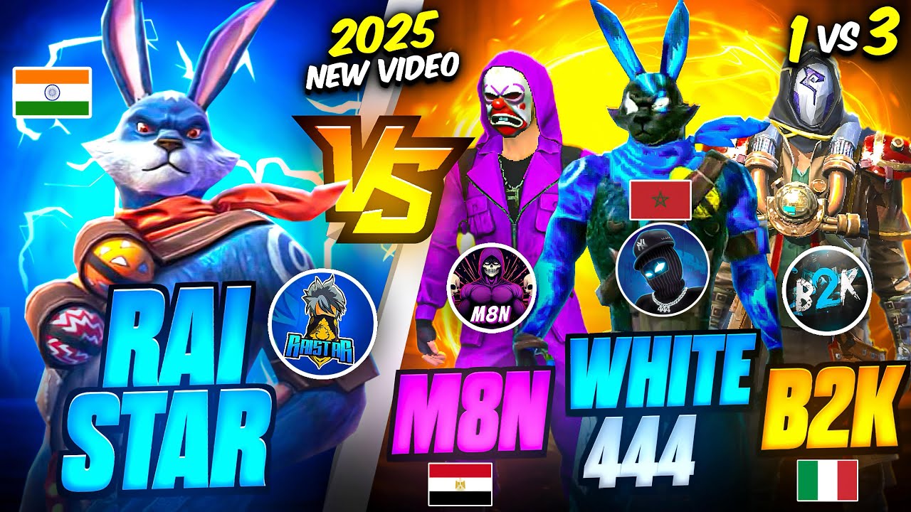 RAISTAR vs  M8N,B2K,WHITE444  🇮🇹🇲🇦🇪🇬 | 1vs3 | 2025 NEW VIDEO | GARENA FREE FIRE MAX