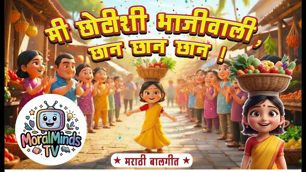 🍆 🥕 🥬 Me Chotishi Bhajiwali | मी छोटीशी भाजीवाली छान छान !| Marathi Balgeet | Indian Nursery Rhyme |