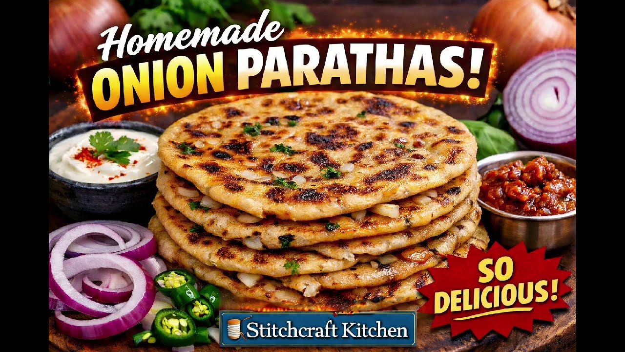 Homemade delicious onion paratha