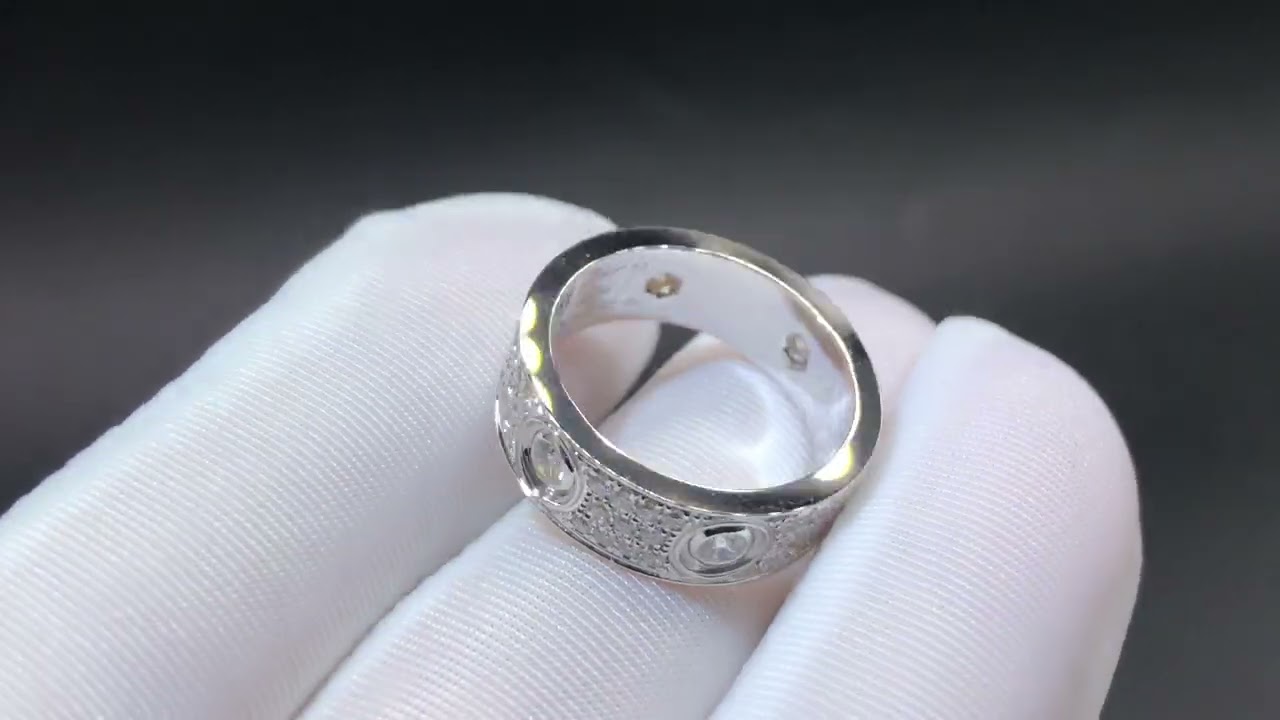 Cartier love ring pave diamond 18k white gold