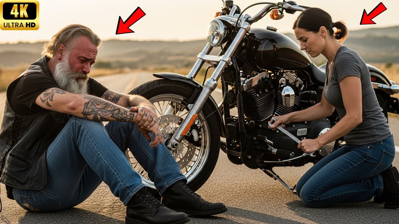 Sie half einem weinenden Biker — sie wusste nicht, dass er ein Hells Angels Anführer war