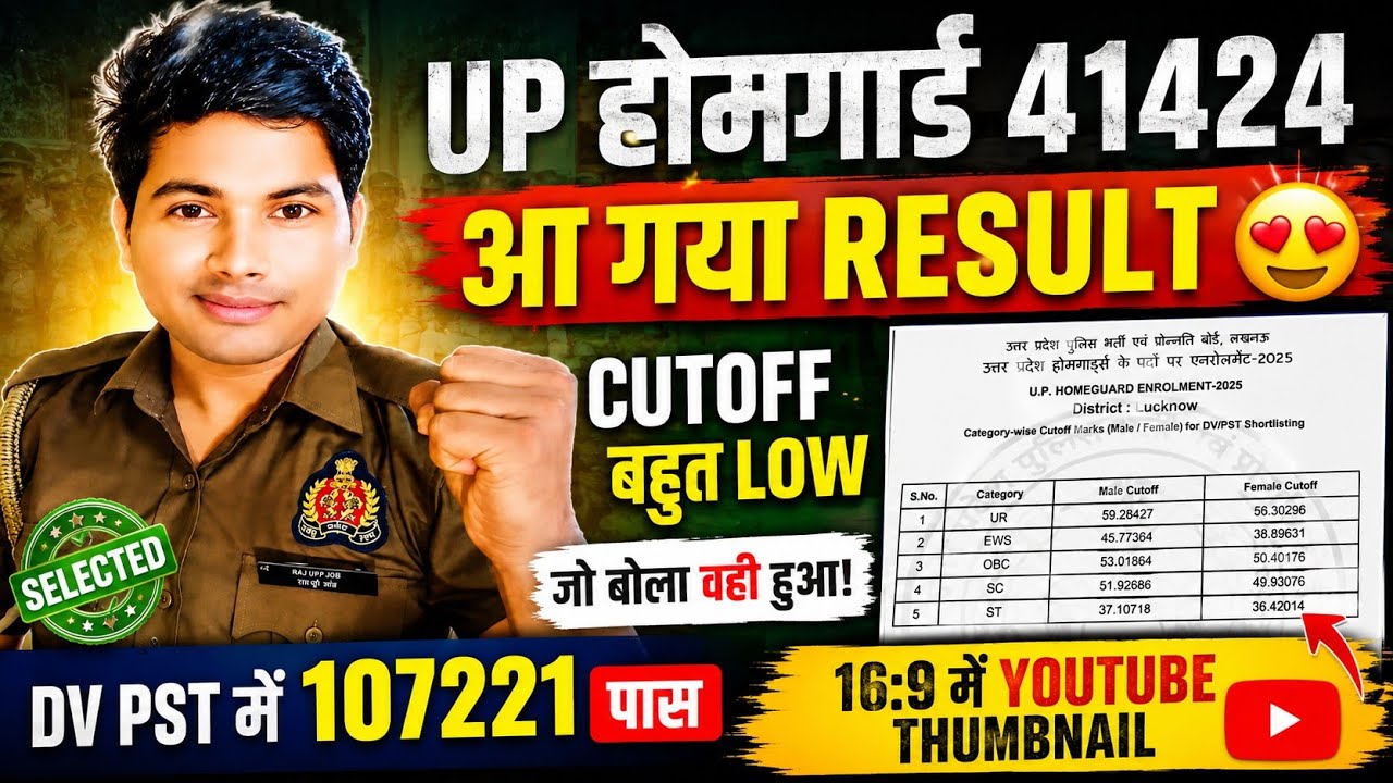 UP HOMEGAURD आ गया RESULT 😍📢| CUTOFF बहुत LOW 😍| 75 जिलों की CUTOFF|FEMALE का 36 नंबर पर सिलेक्शन✅| 