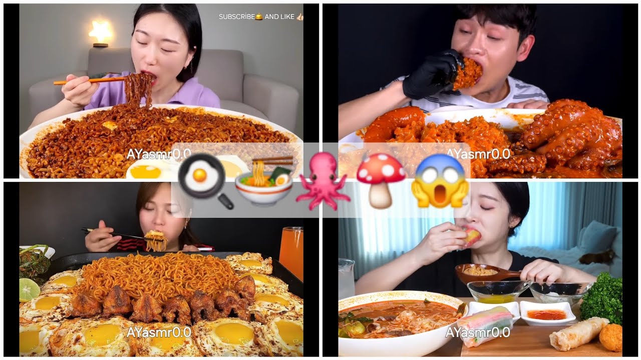 ULTRA BIG BITES🤤🌶🐙🍄🍜😋 