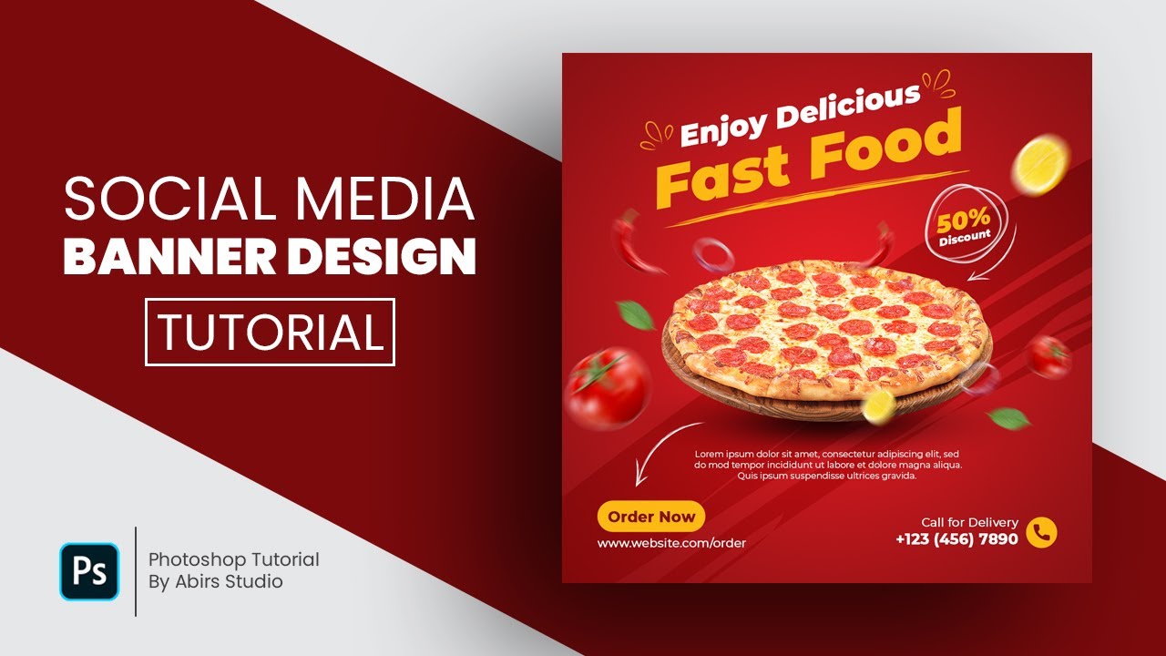 Restaurant Social Media Banner or Food Menu Design | Photoshop Tutorial