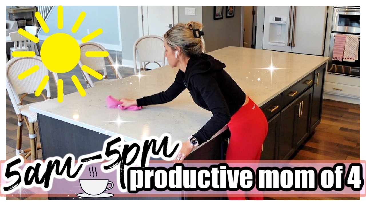 *NEW* 5AM - 5PM PRODUCTIVE MOM ROUTINE WORKOUT, HEALTHY EASY MEALS PLANNING + BAKING TIFFANI BEASTON