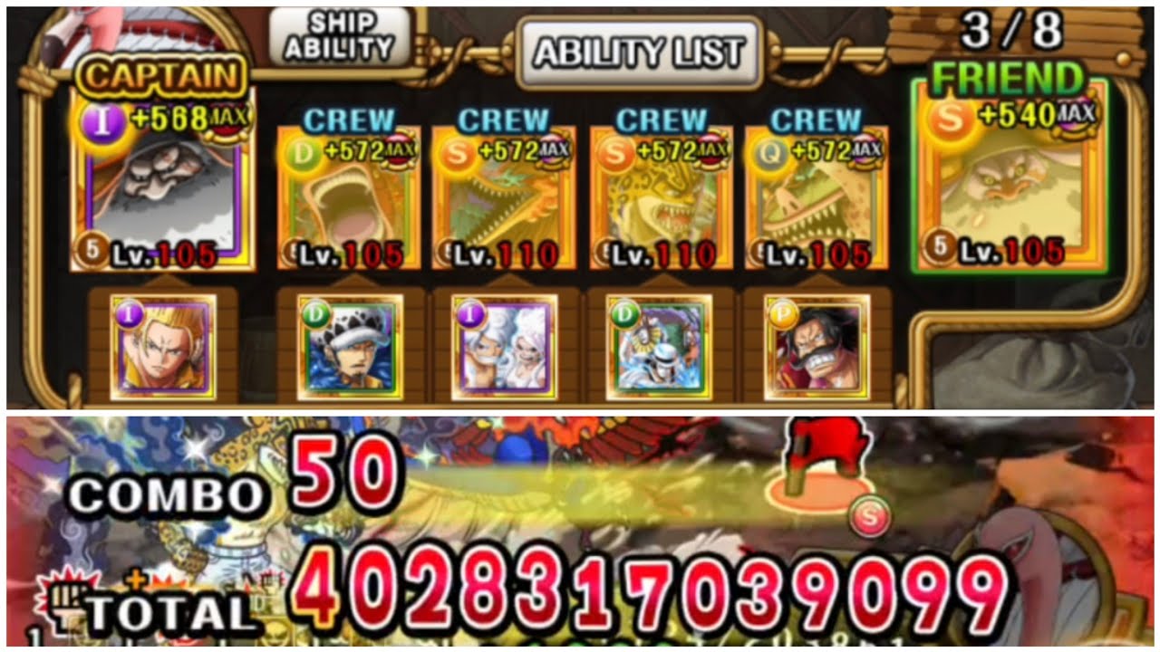 [トレクル] Kizuna Super Boss! Vs. Kaido ☆15 DEX Estimated DMG 4T [OPTC][Super Boss Kizuna Clash]