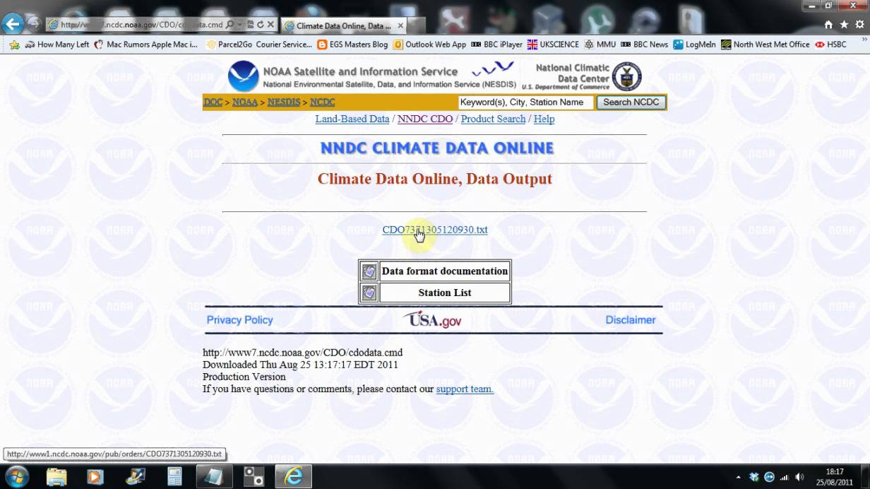 Downloading Meteorological Data from NOAA