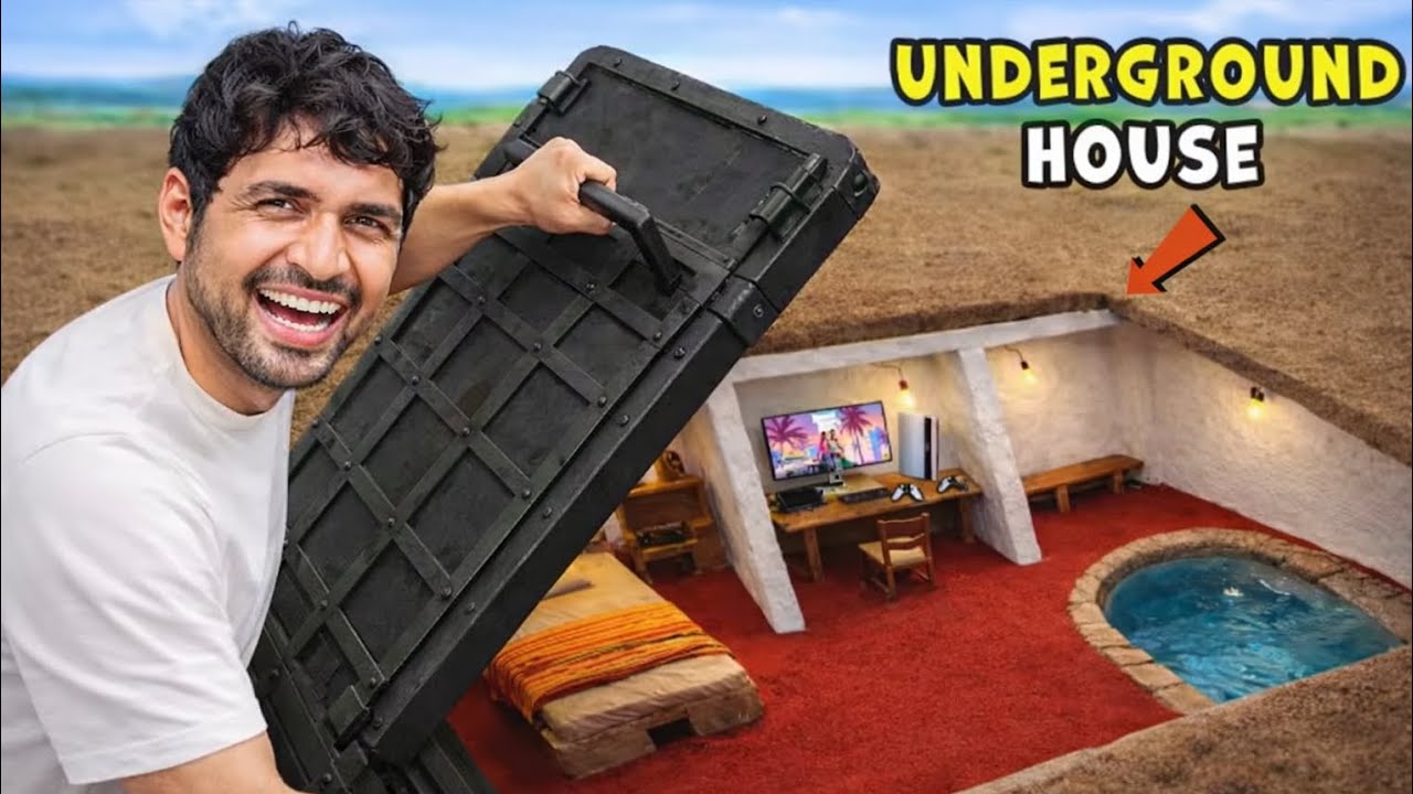Our new secret underground house ||Living 24 hours in underground house challenge 🤯