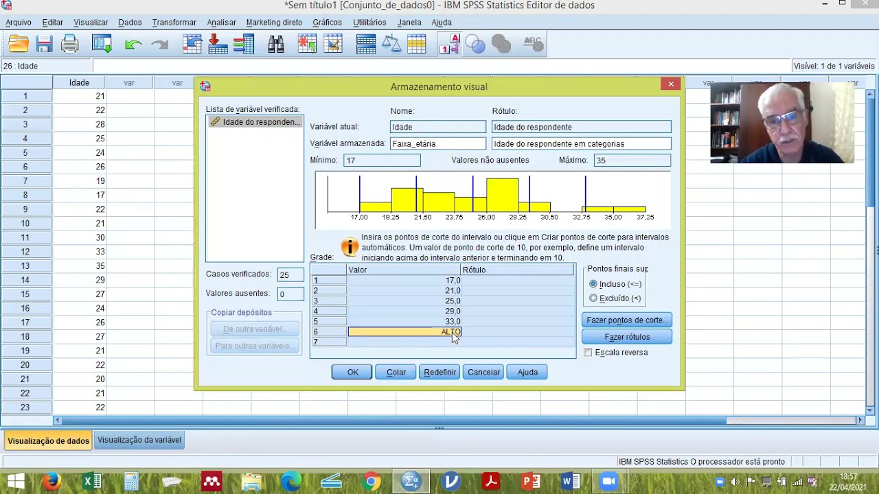SPSS - Categorização de variável discreta e tabela cruzada (1ª parte)