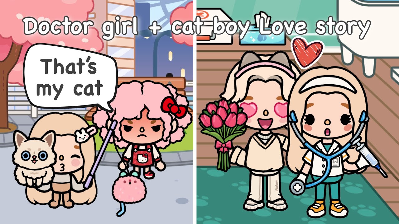 Doctor girl + Cat boy Love story 👩‍⚕️🐱💓| Toca life story | Toca Boca 