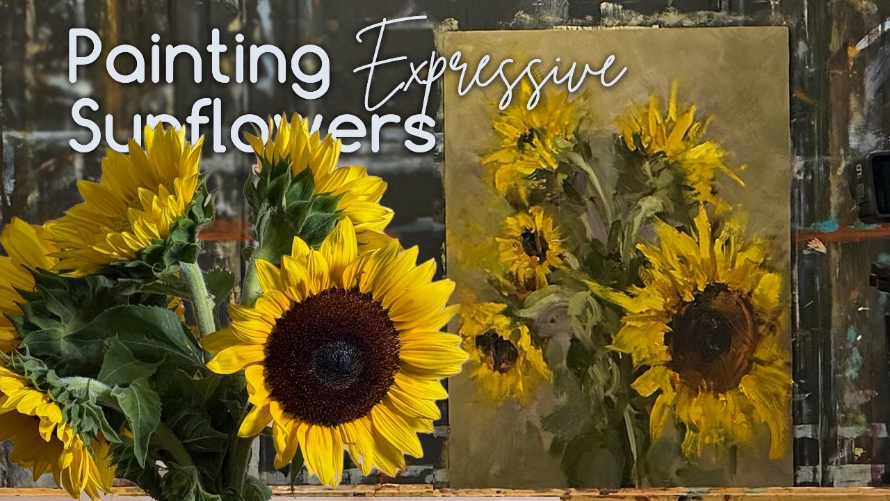 Expressive Sunflower Oil Painting | Creating Depth in a Floral Still Life