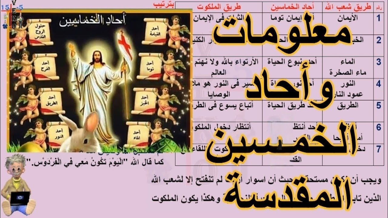 معلومات و أحاد الخمسين المقدسة شرح وقراءات احاد فترة الخماسين ( و طريق الملكوت ) فترة فرح قيامة يسوع