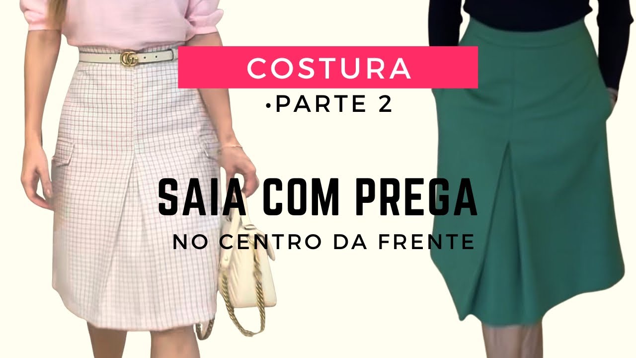 COMO FAZER CORTE E COSTURA SAIA COM PREGA NO CENTRO DA FRENTE │ VIVIANE PRATES