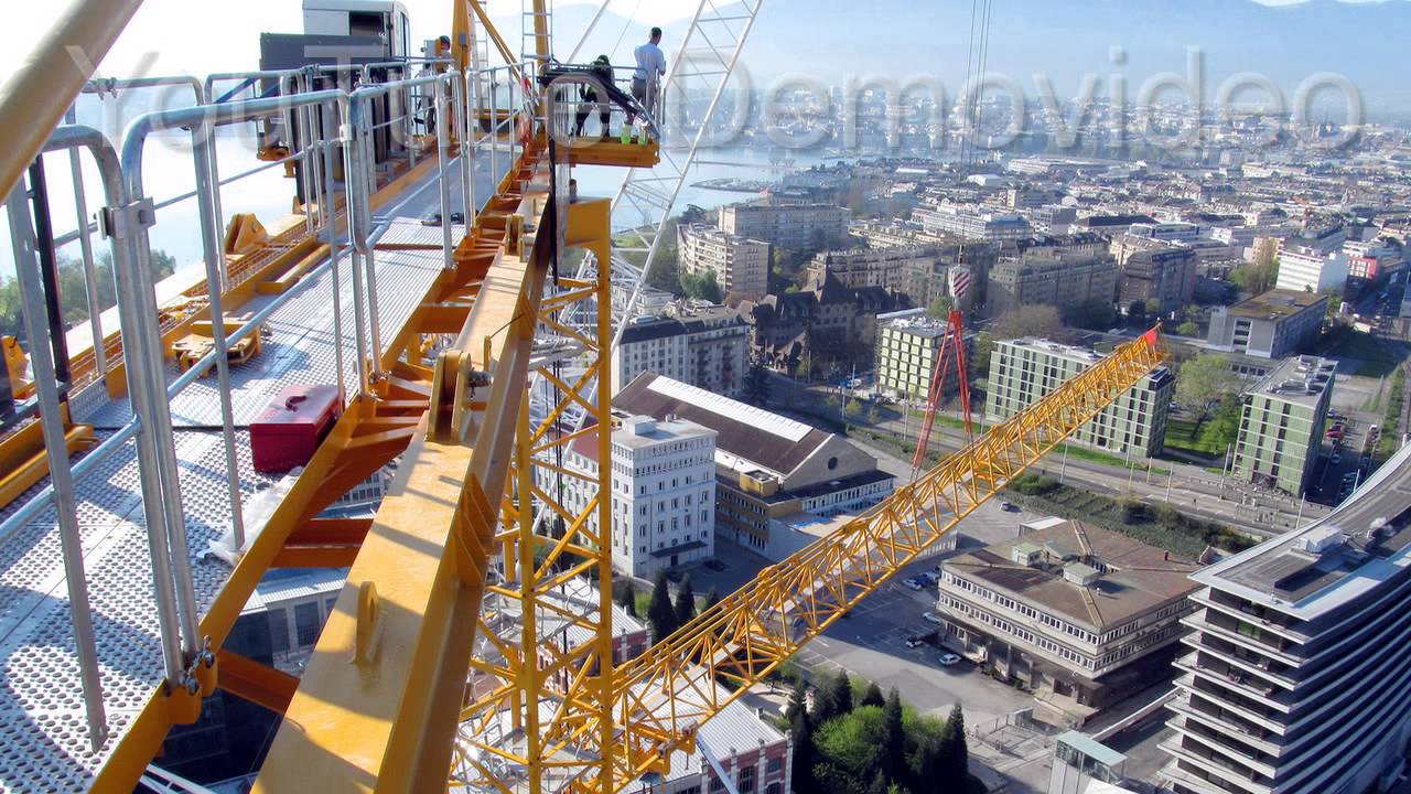 Potain Kranmontage Genf Geneve Potain Crane errection at Geneva