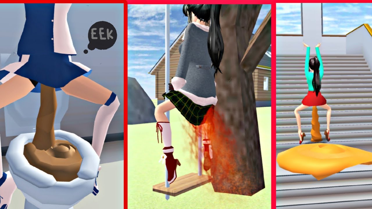 SAKURA EEK DI AYUNAN, DI WC RUSAK, & DI TANGGA KANTOR PAJAK || SAKURA SCHOOL SIMULATOR