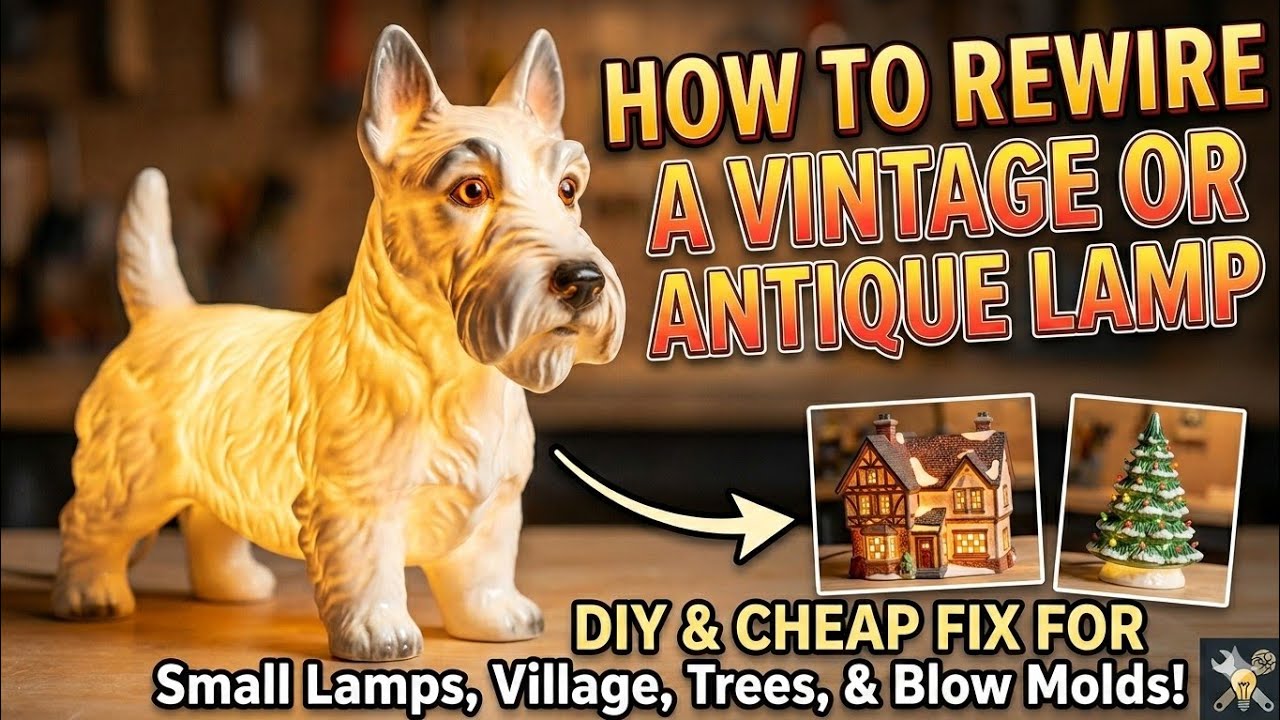 How To Rewire Vintage Antique Lamps, Dicken's Village, Porcelain Christmas Trees, Department 56