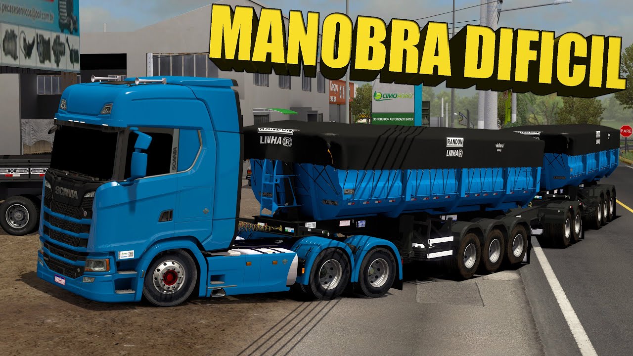 MANOBRA COMPLICADA DENTRO DA CIDADE NO RODO-TREM - SCANIA 520 V8 RONCO DIRETO - ETS 2 MODS BR