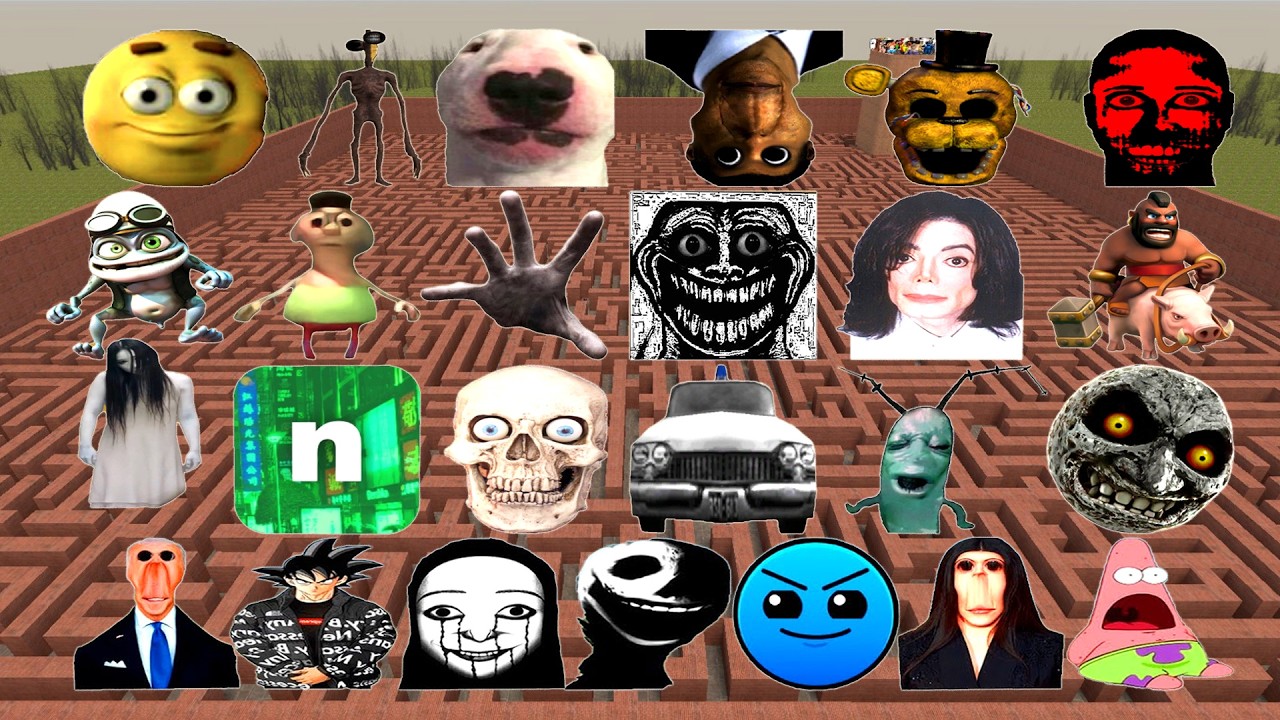 Too Much Nextbot And Nicos Nextbots In MAZE! Garry's Mod ( Crazy Frog, Tornado, Scary Hand )