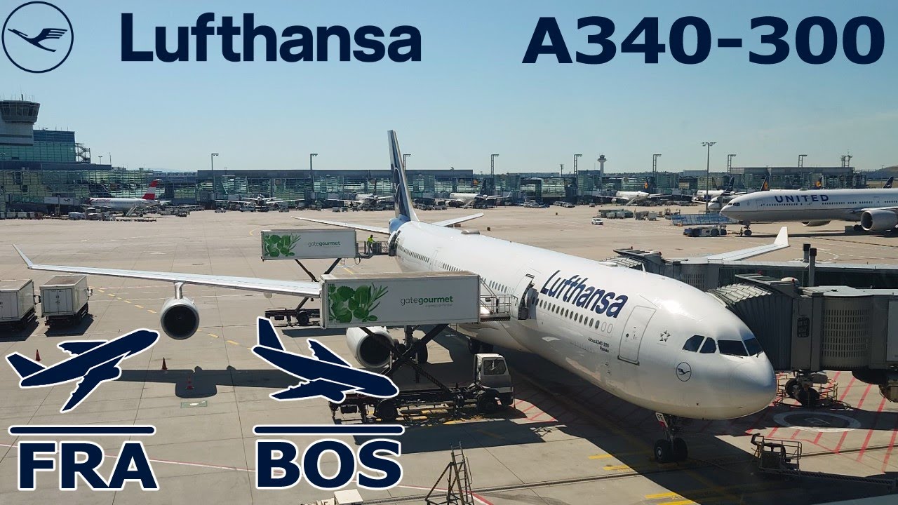 Takeoff and Landing - Lufthansa A340-300 from Frankfurt to Boston