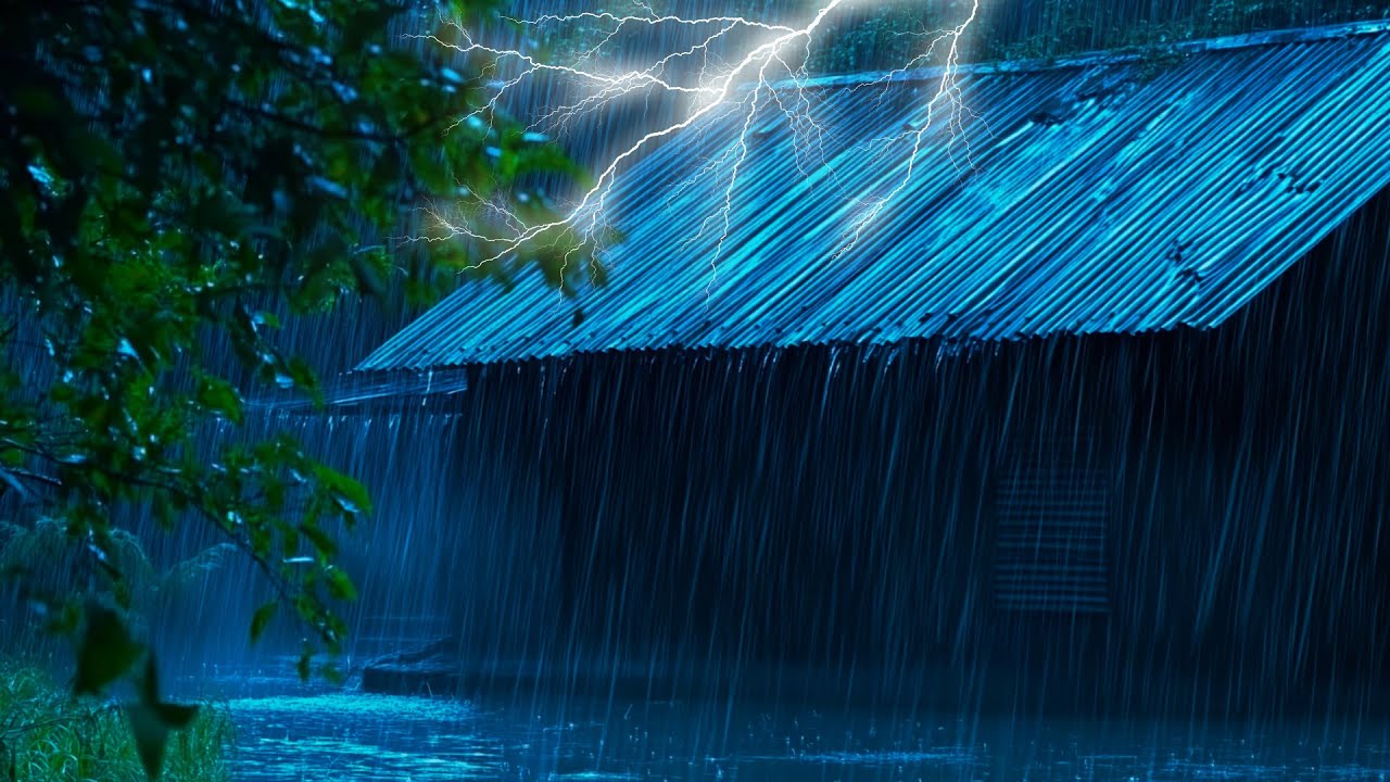 Stop Anxiety & Fall Asleep Immediately | Heavy Rain on Tin Roof & Deep Thunder in a Stormy Night