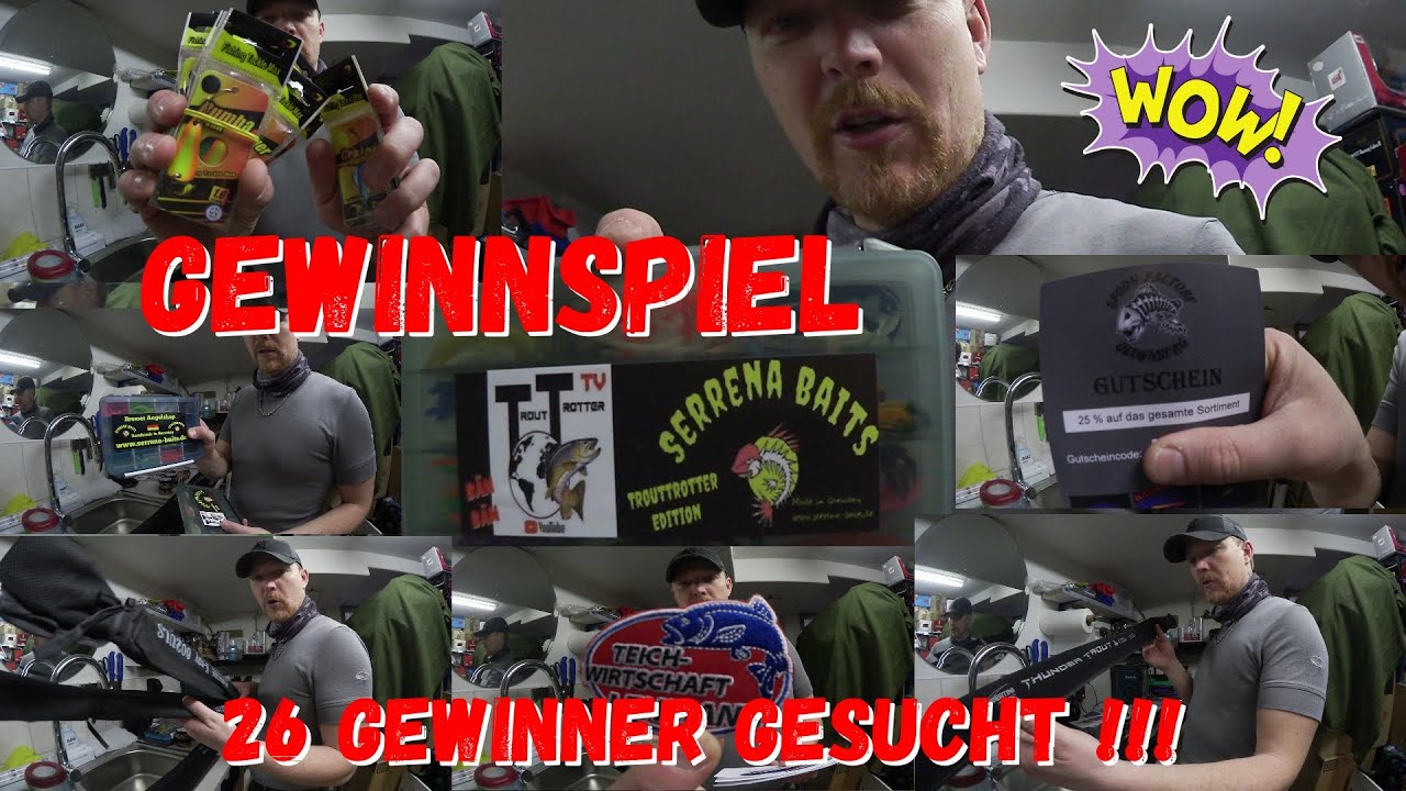 Angel Gewinnspiel. 26 Gewinner gesucht f&uuml;r Angelruten,Gummik&ouml;der, Spoons,Angelgutscheine & Shopcodes