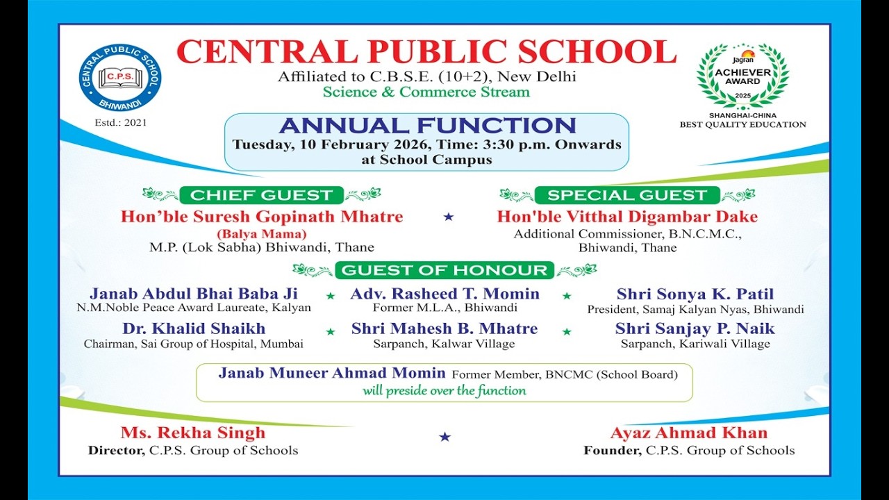 Live ANNUAL FUNCTION 2026 || CENTRAL PUBLIC SCHOOL || KALWAR KARIVALI || BHIWANDI