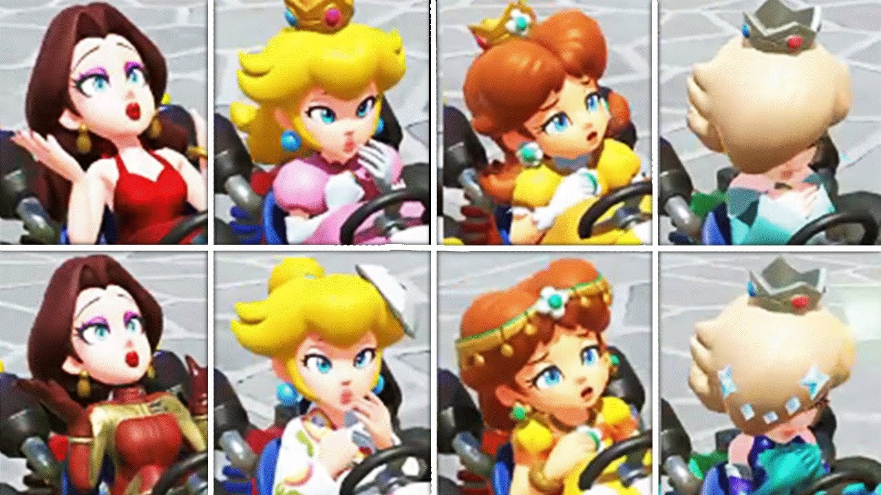 Mario Kart World - All Princess Losing Animations (24th Place)