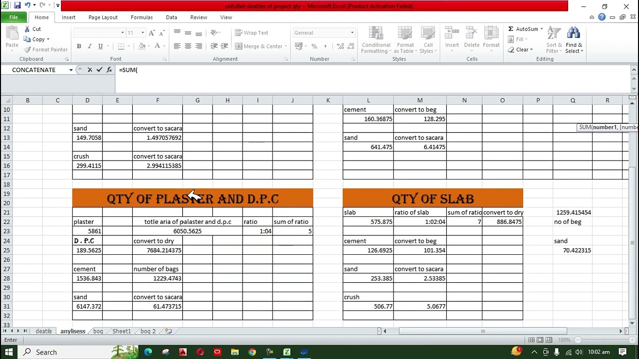 Quantity Class 1 In Pashto boq