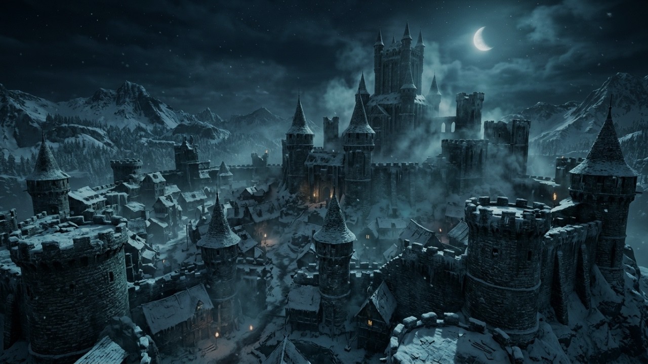 🏰 Medieval Music for Studying  Quiet Nordic Castle Ambience in Frozen Winter Forest ❄️
