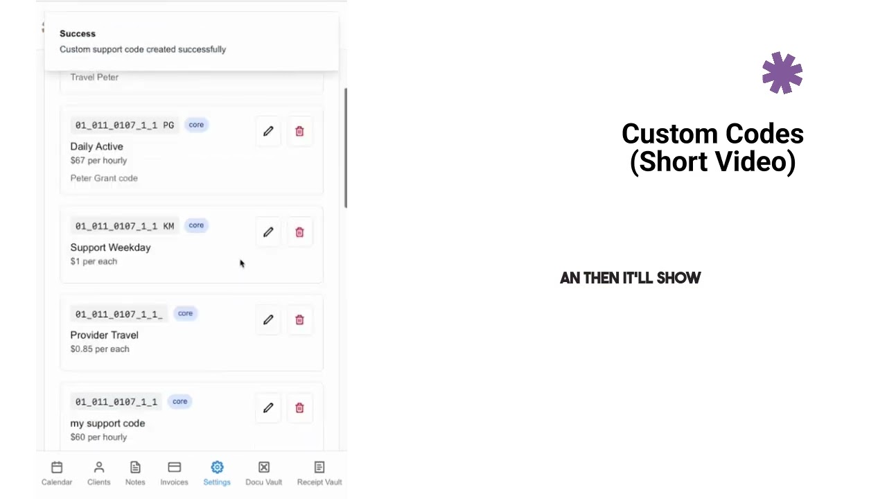 Custom codes short video